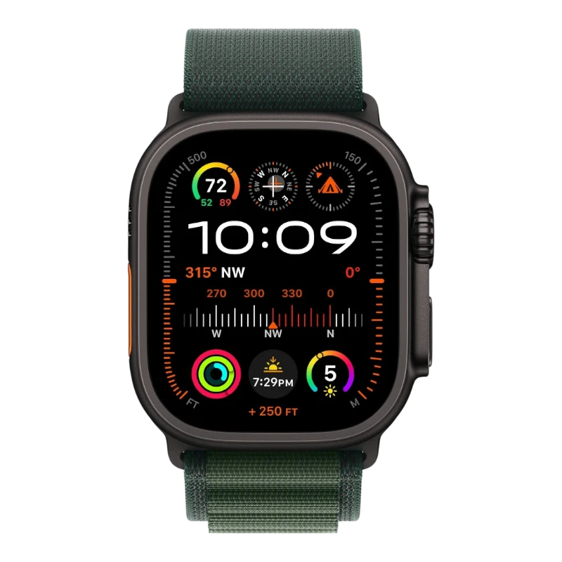 Apple Watch Ultra 2 49mm Black Titanium Case with Trail Green