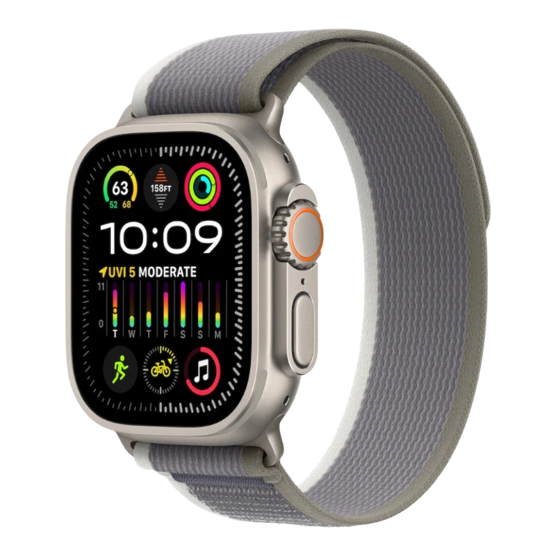 Apple Watch Ultra 2 49mm Natural Titanium Case with Trail Green Gray