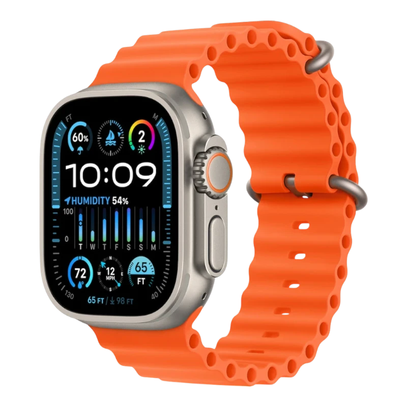 Apple Watch Ultra 2 49mm Natural Titanium Case with Ocean Orange