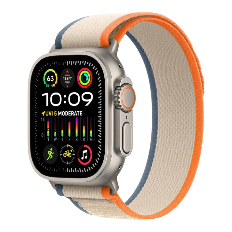 Apple Watch Ultra 2 49mm Natural Titanium Case with Trail Orange Beige