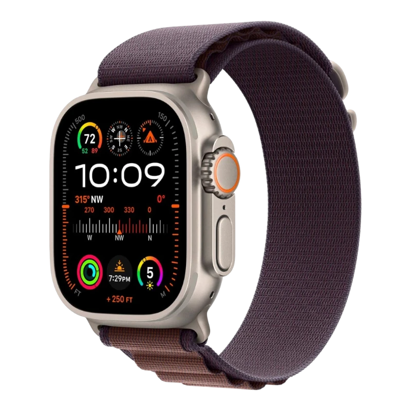 Apple Watch Ultra 2 49mm Natural Titanium Case with Alpine Indigo