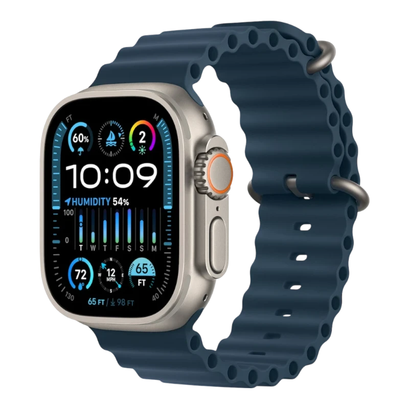 Apple Watch Ultra 2 49mm Natural Titanium Case with Ocean Blue