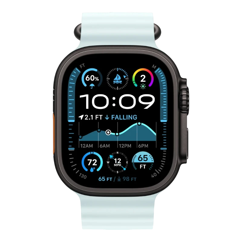 Apple Watch Ultra 2 49mm Black Titanium Case with Ocean Ice Blue