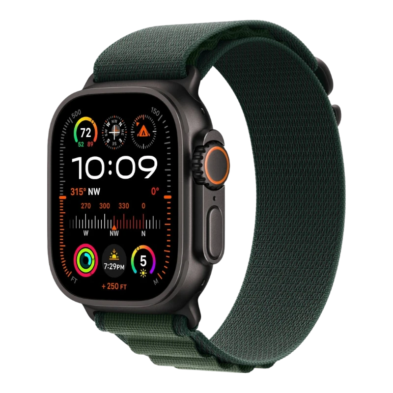 Apple Watch Ultra 2 49mm Black Titanium Case with Alpine Green